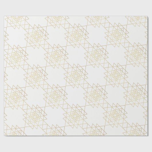 White Metallic Gold Hexagon Geometry Champaign Cadeaupapier (Vlak)
