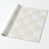 White Metallic Gold Hexagon Geometry Champaign Cadeaupapier (Uitgerold)