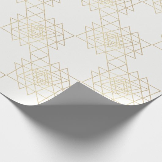 White Metallic Gold Hexagon Geometry Champaign Cadeaupapier (Hoek)