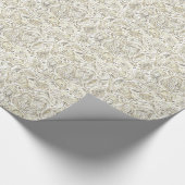 White & Metallic Silver & Gold Floral Paisley Cadeaupapier (Hoek)