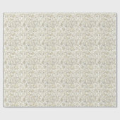 White & Metallic Silver & Gold Floral Paisley Cadeaupapier (Vlak)