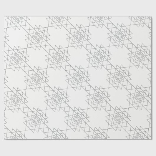 White Metallic Silver Gray Hexagon Geometry Cadeaupapier (Vlak)