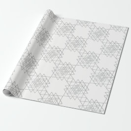 White Metallic Silver Gray Hexagon Geometry Cadeaupapier