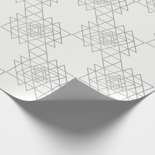 White Metallic Silver Gray Hexagon Geometry Cadeaupapier (Hoek)