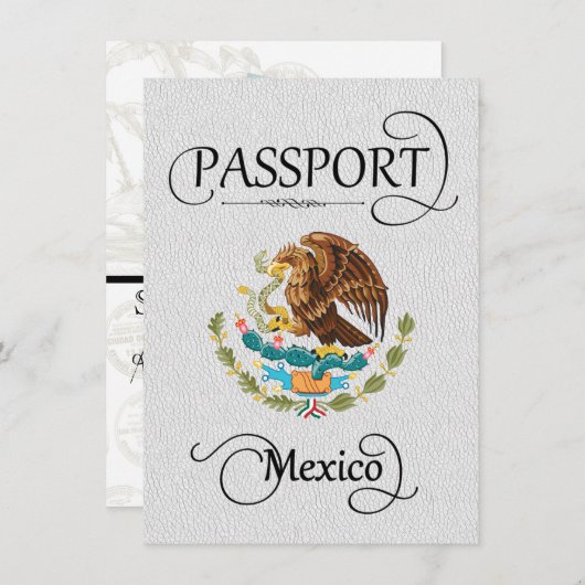 White Mexico Passport Save the Date Kaart (Voorkant / Achterkant)