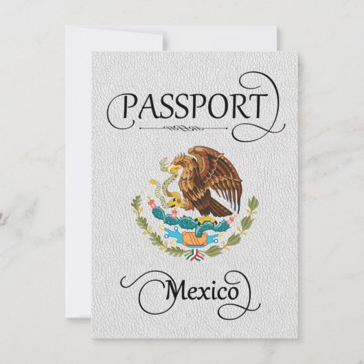 White Mexico Passport Save the Date Kaart (Voorkant)