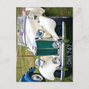 White MG TD classic British Sport car Briefkaart