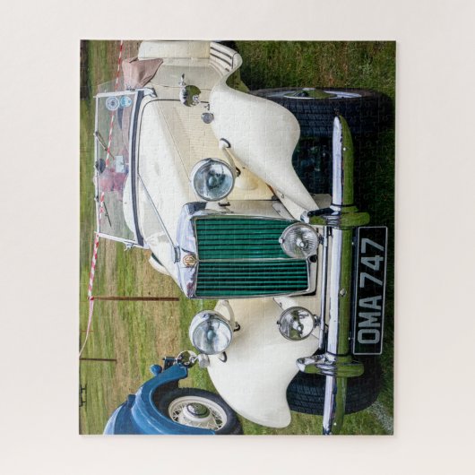 White MG TD classic British Sport car Legpuzzel (Verticaal)