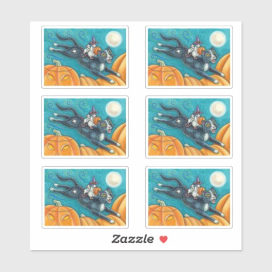 WHITE MICE & BLACK CAT OP HALLOWEEN PUMPKIN HUNT STICKER (Vel)