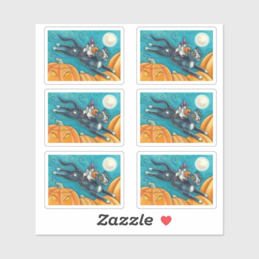 WHITE MICE & BLACK CAT OP HALLOWEEN SCAVENGER HUNT STICKER (Vel)