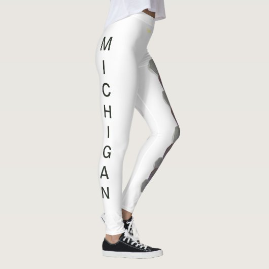 White Michigan State Flower Apple Blossom Leggings (Rechts)