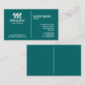 White Middle Rule Monogram - Blauwgroen Visitekaartje (Voorkant / Achterkant)