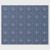 White & Midnight-Blue Moroccan geometric Pattern Cadeaupapier (Vlak)