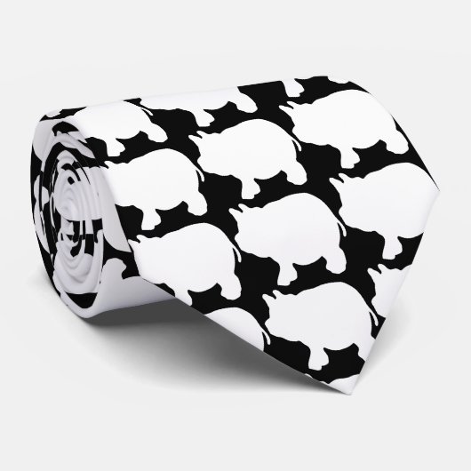 White Mini Pig Stropdas (Opgerold)