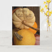 White Mini Pumpkin and Yellow Gourd Close Up Photo Kaart (Gele Bloem)