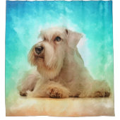 White Miniature Schnauzer Puppy Douchegordijn (Voorkant)