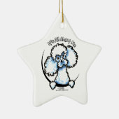 White Miniature Speelgoed Poodle IAAM Keramisch Ornament (Rechts)