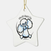 White Miniature Speelgoed Poodle IAAM Keramisch Ornament (Links)