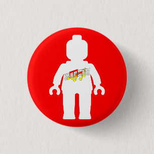 White Minifig met Music Logo Ronde Button 3,2 Cm