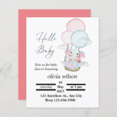 White Minimal Animal Baby shower Free Invitation (Voorkant / Achterkant)