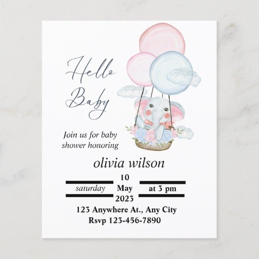 White Minimal Animal Baby shower Free Invitation (Voorkant)