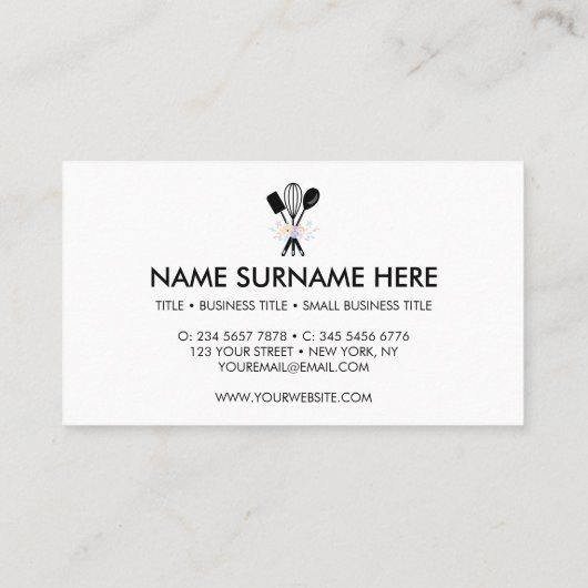 White Minimal Bakery Cooking Pastry Pizzeria Visitekaartje (Achterkant)