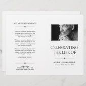 White Minimal Celebration of Life Funeral Programm (Voorkant / Achterkant)