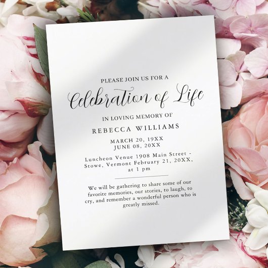 ]White Minimal Celebration of Life Kaart