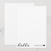 White Minimal Hello | Clean Modern Heart Design Notitiekaartje (Voorkant / Achterkant)