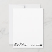 White Minimal Hello | Clean Modern Heart Design Notitiekaartje (Voorkant)