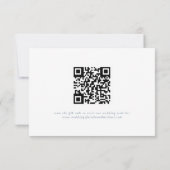 White Minimal Leaf Blue Font & QR Code RSVP Card (Achterkant)