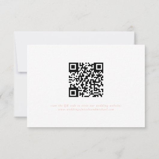 White Minimal Leaf Pink Font & QR Code RSVP Card (Achterkant)