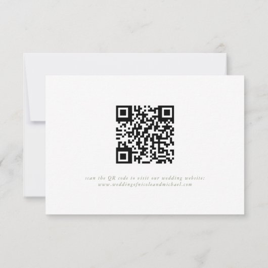 White Minimal Leaf Sage Font & QR Code RSVP Card (Achterkant)