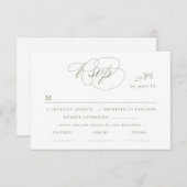 White Minimal Leaf Sage Font & QR Code RSVP Card (Voorkant / Achterkant)