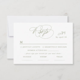 White Minimal Leaf Sage Font & QR Code RSVP Card