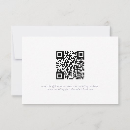 White Minimal Leaf Violet Font & QR Code RSVP Card (Achterkant)