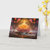 White Minimal Lotus Welcome Wishing Kaart (Gele Bloem)