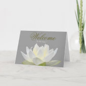 White Minimal Lotus Welcome Wishing Kaart (Voorkant)