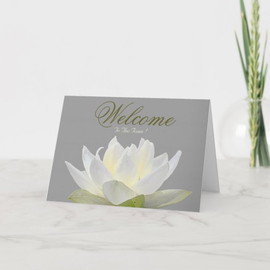 White Minimal Lotus Welcome Wishing Kaart (Voorkant)