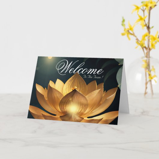White Minimal Lotus Welcome Wishing Kaart (Gele Bloem)