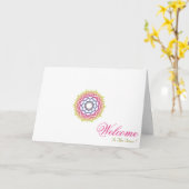 White Minimal Mandala Art Welcome Wishing Kaart (Gele Bloem)