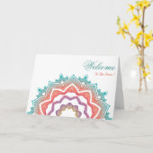 White Minimal Mandala welkomstwoord Kaart (Gele Bloem)