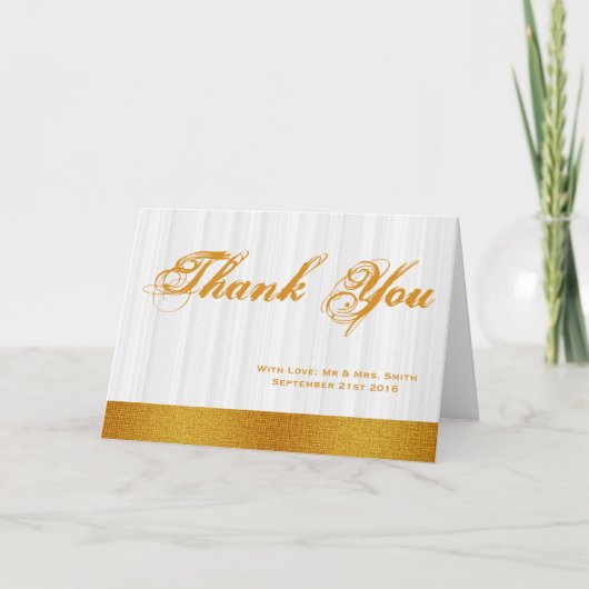 White Minimal met Gold Badge Band Hartelijk dank Bedankkaart (Voorkant)