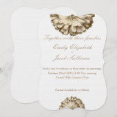 White Minimal met Gold Daisy geïnspireerd huwelijk Save The Date (Voorkant / Achterkant)