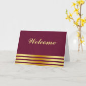 White minimal met Gold Stripes Welkom Kaart (Gele Bloem)