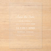 White Minimal Modern Save the Date Card Acryl Uitnodigingen (Voorkant)