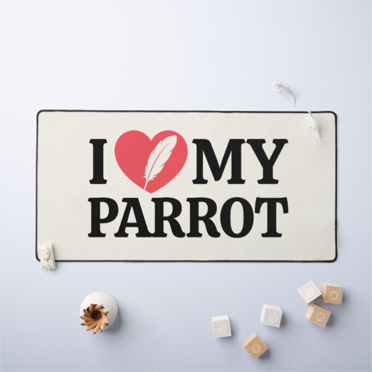 White Minimal Personalized Parrot Lover Typography Bureaumat (Kindertafel)