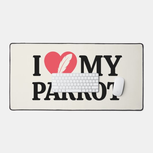 White Minimal Personalized Parrot Lover Typography Bureaumat (Keyboard & Muis)