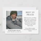 White Minimal Photo Rest in Peace Notice Aankondiging (Voorkant)