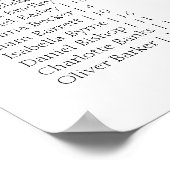 White Minimal Wedding Alphabetical Seating Chart Poster (Hoek)